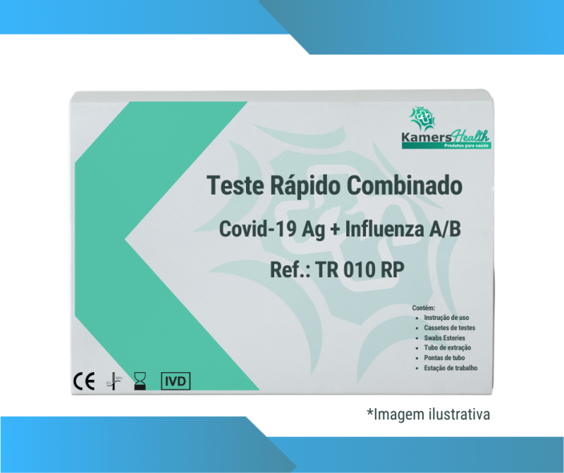 Teste Rápido Combo Influenza A/B + COVID 19 (Swab-Cassete)