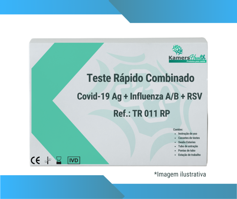 Teste Rápido Combo Influenza A/B + COVID 19 + RSV (Swab-Cassete)