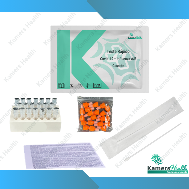 Teste Rápido Combo Influenza A/B + COVID 19 (Swab-Cassete)
